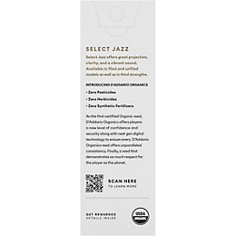 D'Addario Woodwinds Select Jazz, Tenor Saxophone Reeds - Filed,Box of 5 2M