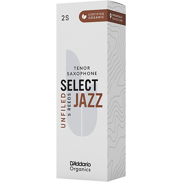 D'Addario Woodwinds Select Jazz, Tenor Saxophone Reeds - Unfiled,Box of 5 2S