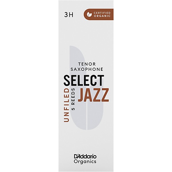 D'Addario Woodwinds Select Jazz, Tenor Saxophone Reeds - Unfiled,Box of 5 3H