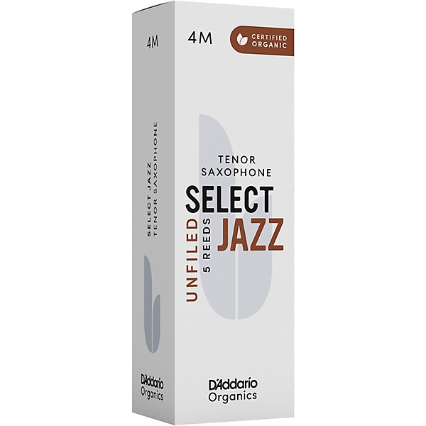 D'Addario Woodwinds Select Jazz, Tenor Saxophone Reeds - Unfiled,Box of 5 4M