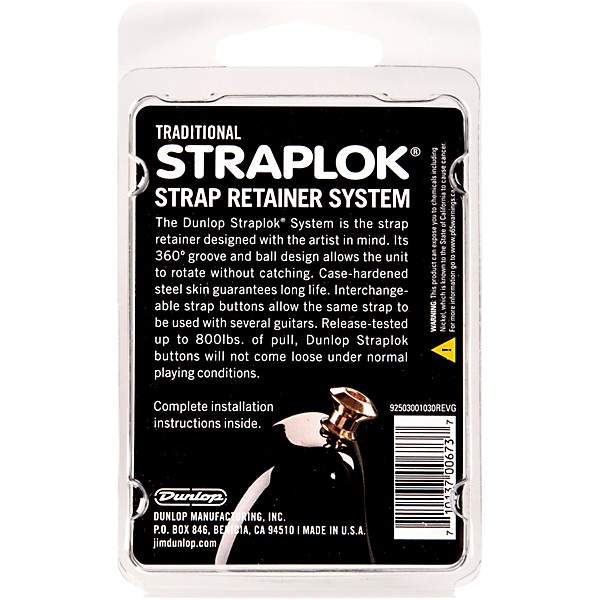 Dunlop Straplok Traditional Strap Retainer System Nickel