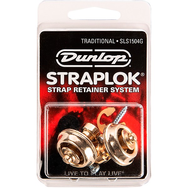 Dunlop Straplok Traditional Strap Retainer System Gold