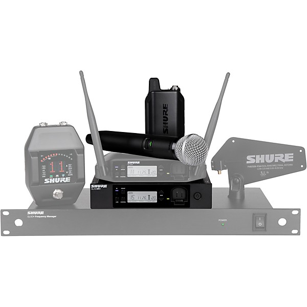 Shure GLX-D124R+/85/SM58 Rackmount Combo Wireless System