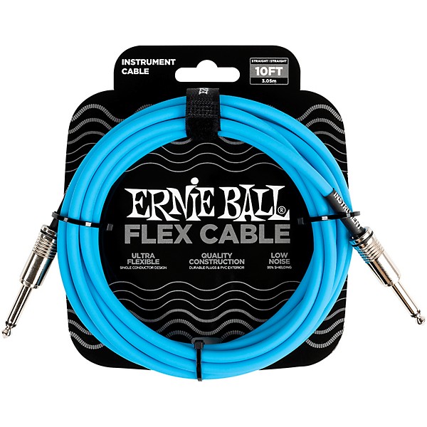Ernie Ball FLEX Straight to Straight Instrument Cable 10 ft. Blue