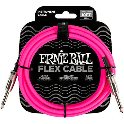 Ernie Ball Flex Straight To Straight Instrument Cable 10 Ft. Pink for sale