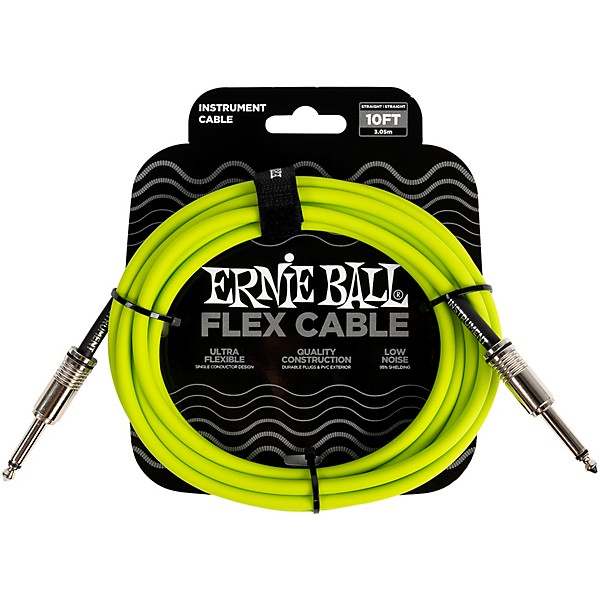 Ernie Ball FLEX Straight to Straight Instrument Cable 10 ft. Green