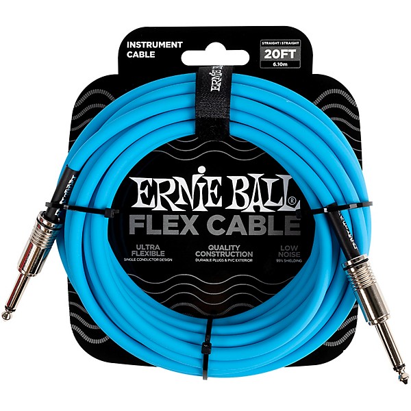 Ernie Ball FLEX Straight to Straight Instrument Cable 20 ft. Blue