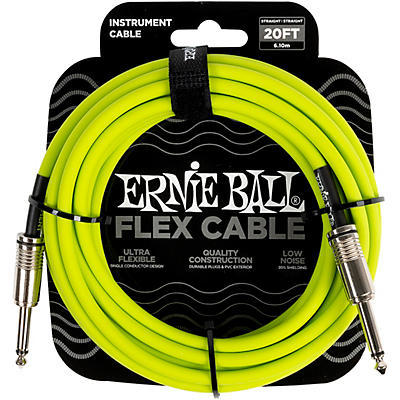 Ernie Ball Flex Straight To Straight Instrument Cable 20 Ft. Green for sale