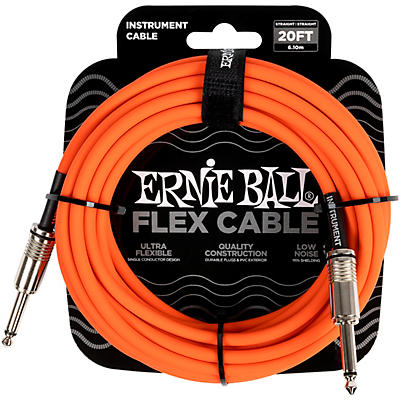 Ernie Ball Flex Straight To Straight Instrument Cable 20 Ft. Orange for sale