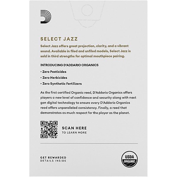 D'Addario Woodwinds Select Jazz, Alto Saxophone - Filed,Box of 10 2S