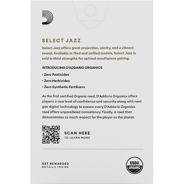 D'Addario Woodwinds Select Jazz, Alto Saxophone - Filed,Box of 10 4M