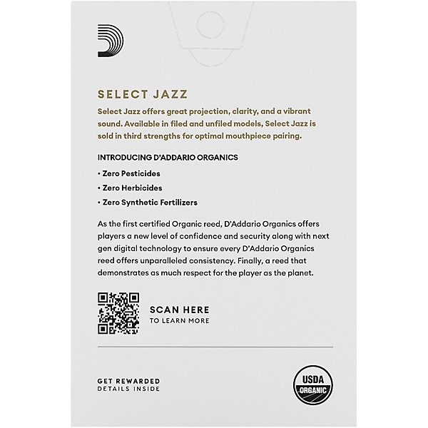 D'Addario Woodwinds Select Jazz, Alto Saxophone - Filed,Box of 10 4S