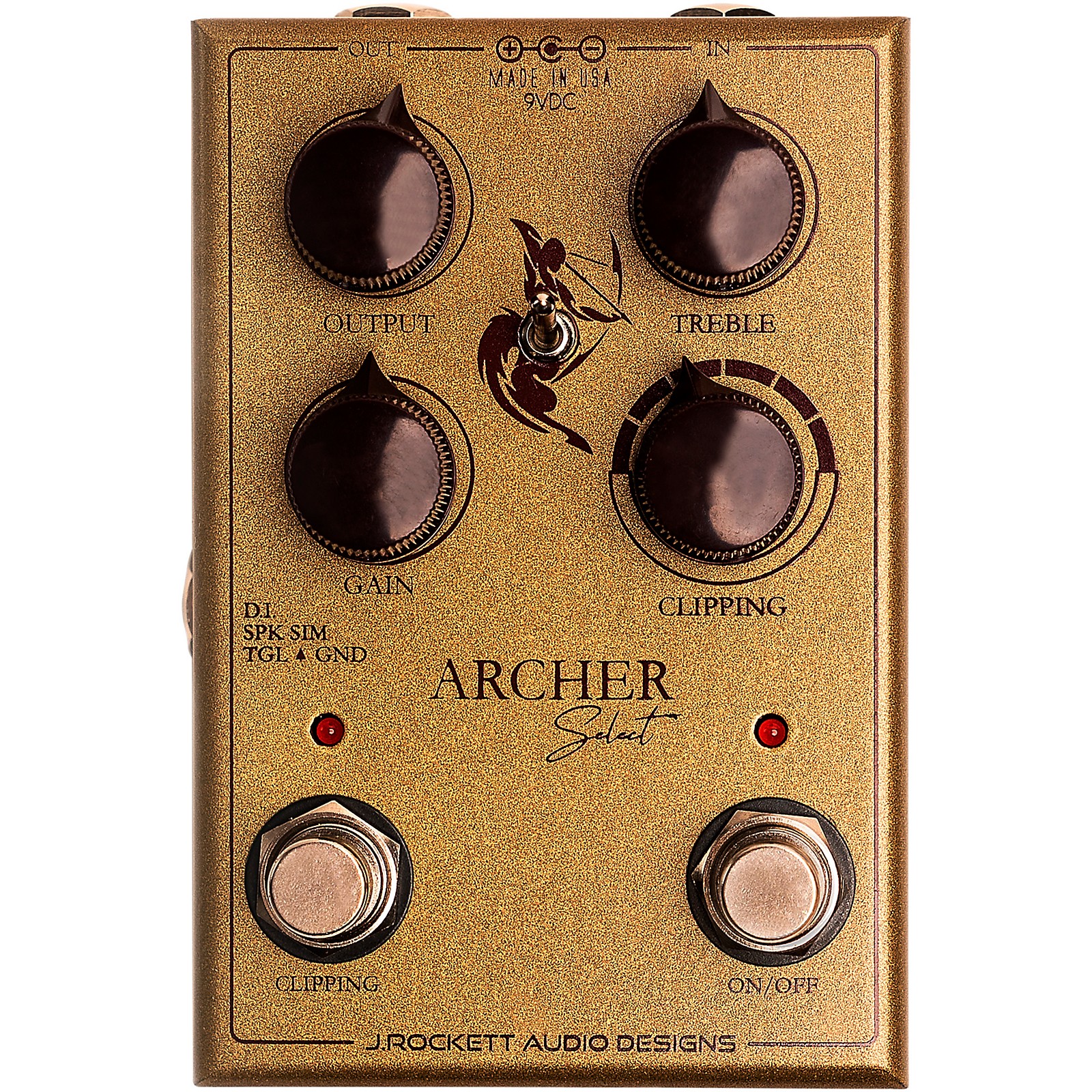 J.Rockett Audio Designs Archer Select Boost/Overdrive Effects Pedal Gold