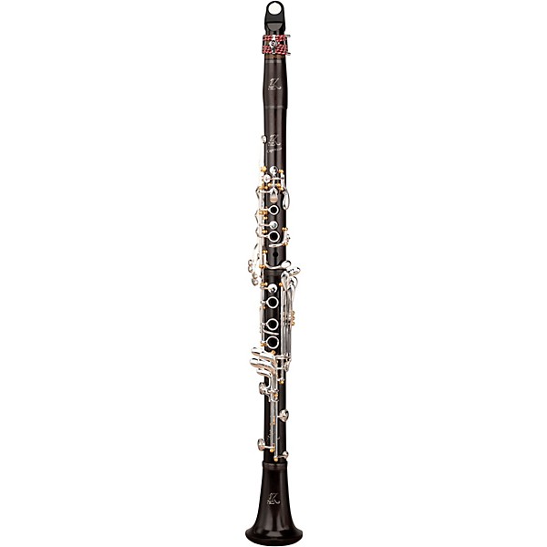 RZ Clarinets Capriccio Grenadilla Bb Clarinet, 18 Keys Silver Keys with Golden Pillars Adjustable Thumb Rest