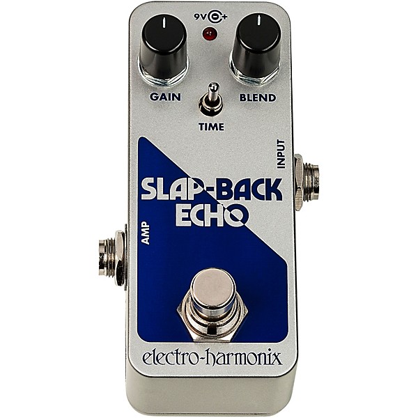 Electro-Harmonix SLAP-BACK ECHO Analog Delay Effects Pedal Silver and Blue