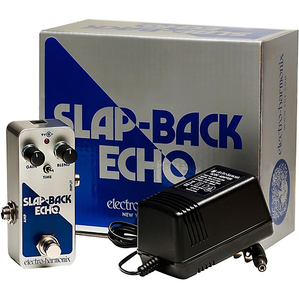 Electro-Harmonix SLAP-BACK ECHO Analog Delay Effects Pedal Silver and Blue