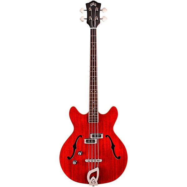 Guild Starfire I Bass Semi-Hollow Short Scale Double-Cut Left-Handed Bass Guitar Cherry Red