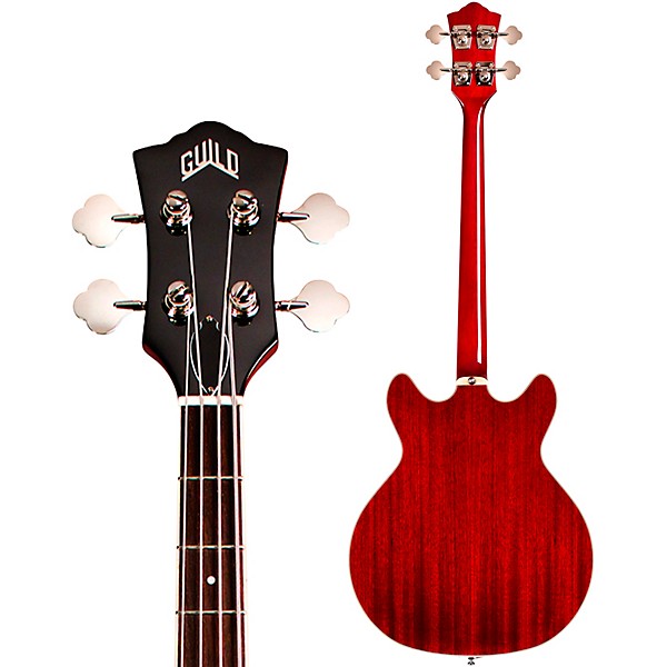 Guild Starfire I Bass Semi-Hollow Short Scale Double-Cut Left-Handed Bass Guitar Cherry Red