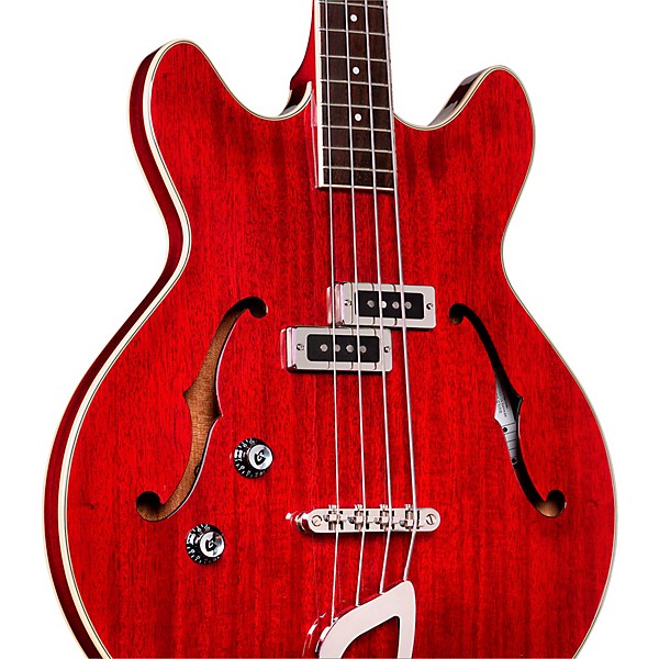 Guild Starfire I Bass Semi-Hollow Short Scale Double-Cut Left-Handed Bass Guitar Cherry Red