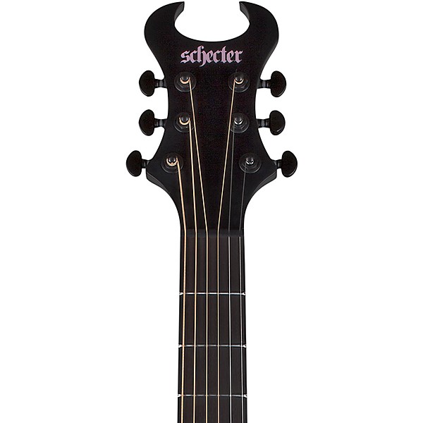 Open Box Schecter Guitar Research Machine Gun Kelly Signature Acoustic-Electric Guitar Level 2 Satin Black 197881109219