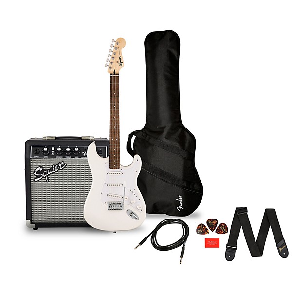 Squier Sonic Stratocaster Limited-Edition Electric Guitar Pack With Fender Frontman 10G Amp Arctic White