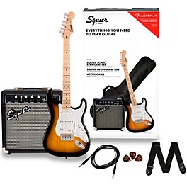 Squier Sonic Stratocaster Ele... Squier Sonic Stratocaster Electric Guitar Pack With Fender Frontman 10G Amp 2-Color Sunburst