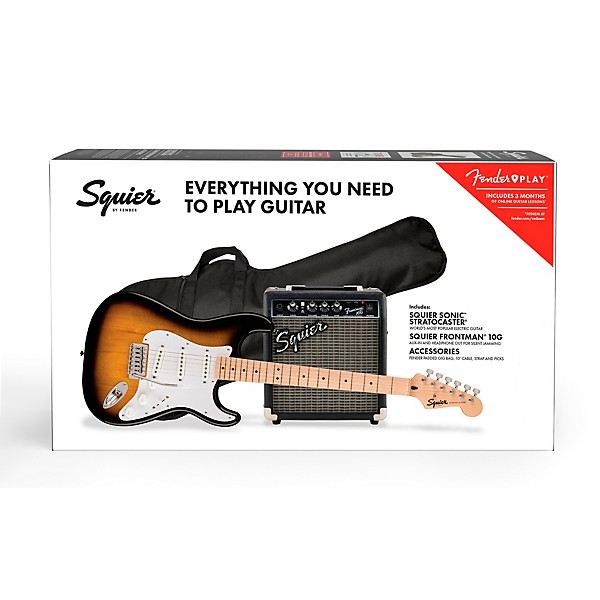Squier Sonic Stratocaster Electric Guitar Pack With Fender Frontman 10G Amp 2-Color Sunburst