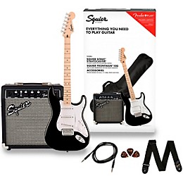 Squier Sonic Stratocaster Electric Guitar Pack With Fender Frontman 10G Amp Black