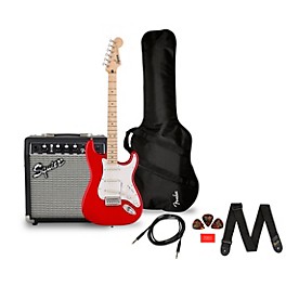 S... Squier Sonic Stratocaster Limited-Edition Maple Fingerboard Electric Guitar Pack With Fender Frontman 10G Amp Torino Red