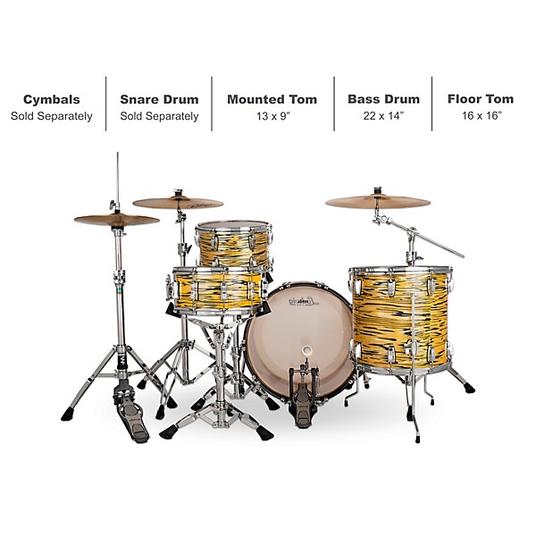 Ludwig Legacy Maple 3-Piece Fab Shell Pack with 22 in. Bass Drum Lemon Oyster