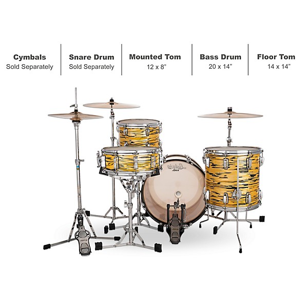 Ludwig Legacy Maple 3-Piece Downbeat Shell Pack with 20 in. Bass Drum Lemon Oyster