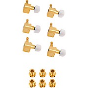 Fender Deluxe Cast/Sealed Guitar Tuning Machines With Pearl Buttons Set Gold 6 String for sale