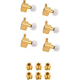 Fender Deluxe Cast/Sealed Guitar Tuning Machines with Pearl Buttons Set Gold 6 String