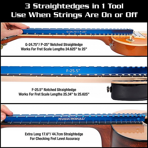 Music Nomad Tri-Beam 3 'n 1 Dual Notched & Precision Straight Edge