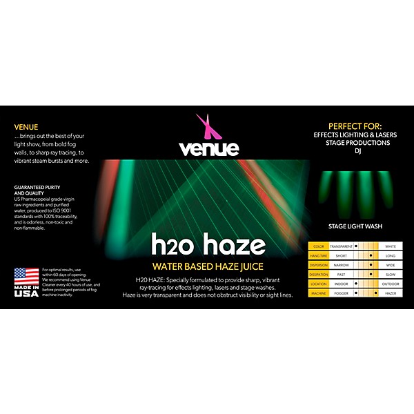 Venue H2O Haze Water Based Haze Juice 5 Gallon