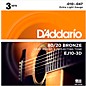 D'Addario EJ10-3D 80/20 Bronze Extra Light Acoustic Guitar Strings - 3 Sets 10 - 47 thumbnail