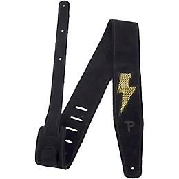 Perri's Leather Guitar Strap Gold Lightning Bolt 2.5 in.