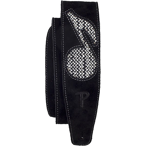 Perri's Leather Guitar Strap Silver Music Note 2.5 in.