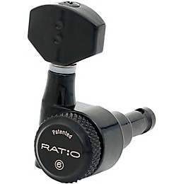 Graph Tech Ratio 6-In-Line Electric Locking Tuning Machine Heads With Staggered Posts Black 6 String