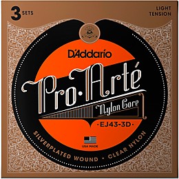 D'Addario EJ43 Pro-Arte Nylon Classical Guitar Strings - Light Tension 3 Sets