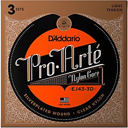 D'Addario EJ43 Pro-Arte Nylon Classical Guitar Strings - Light Tension 3 Sets