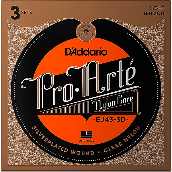 D'Addario EJ43 Pro-Arte Nylon Classical Guitar Strings - Light Tension 3 Sets