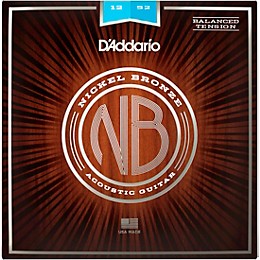 D'Addario NB1252BT Nickel Bronze Acoustic Guitar Strings - Balanced Tension Light 12 - 52