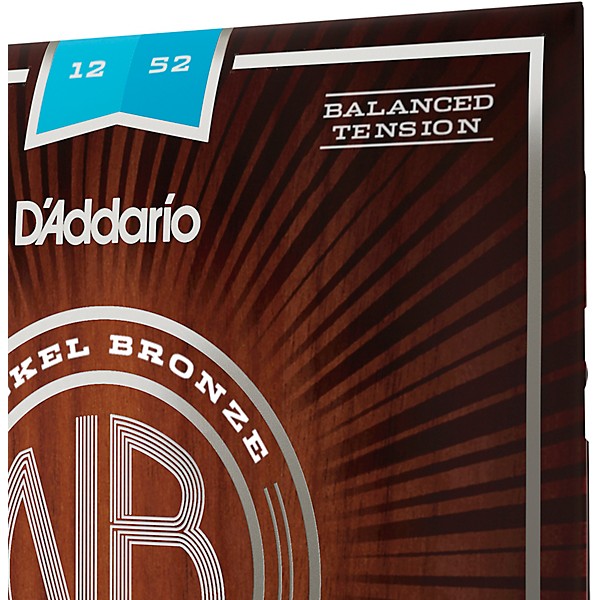 D'Addario NB1252BT Nickel Bronze Acoustic Guitar Strings - Balanced Tension Light 12 - 52