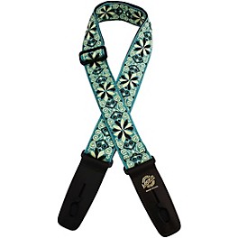 Lock-It Straps Jacquard 2" Locking Guitar Strap Vi... Lock-It Straps Jacquard 2" Locking Guitar Strap Teal with Cream Flowers