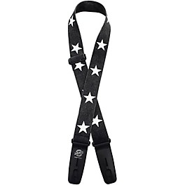 Lock-It Straps Distressed Cotton 2" Locking Guitar Strap Black with White Stars