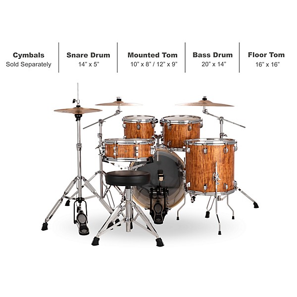 Ludwig Evolution 5-Piece Drum Set With 20" Bass Drum and Zildjian I Series Cymbals Cherry