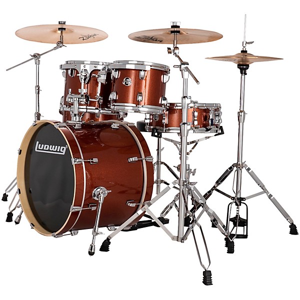 Ludwig Evolution 5-Piece Drum Set With 20" Bass Drum and Zildjian I Series Cymbals Copper