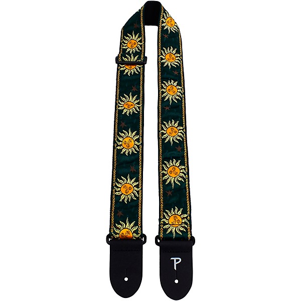 Perri's Premium Jacquard Guitar Strap Green Suns 2 in.