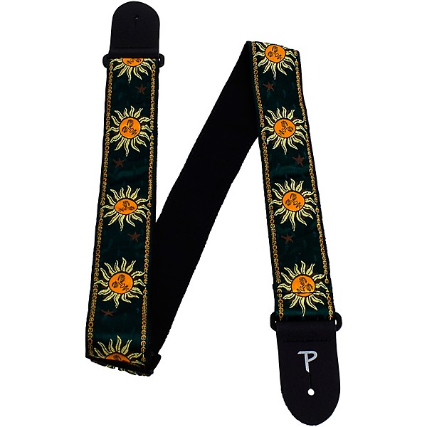 Perri's Premium Jacquard Guitar Strap Green Suns 2 in.